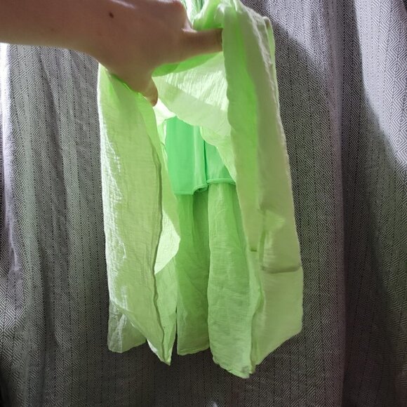 Shoreline Women's Lime Green Midi Flowy Sinched Top With Thin Straps Onesize - Picture 6 of 14